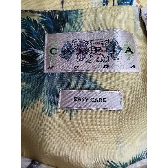 Campia Moda Mens Sz Med Shirt Button Up Hawaiian Resort Vacay Island Palm Trees - Picture 5 of 7